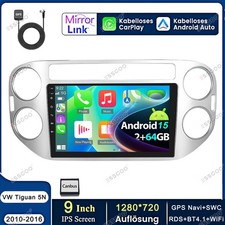 Carplay Android 15 2+64G autoradio GPS SWC BT per VW Tiguan 5N 2007-16 Golf Plus