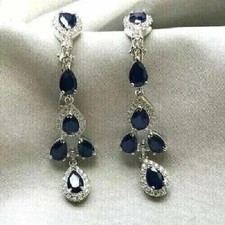 3Ct Pear Cut Lab Created Blue