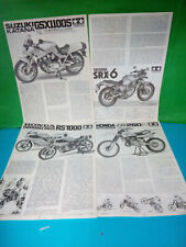 FOGLI ISTRUZIONI TAMIYA KIT SUZUKI KATANA HONDA RS1000 YAMAHA SRX-6 HOnDA CR250