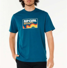 MAGLIETTA UOMO RIP CURL.NUOVA SURF REVIVAL SWIRL BLU COTONE MANICA CORTA TOP S25