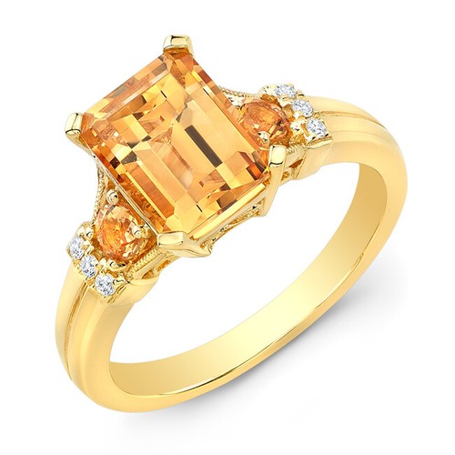 Citrino anello diamante - citrino,