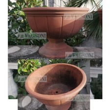 Vaso a calice coppa in terracotta unico blocco cm48 ciotola vasi arredo giardino