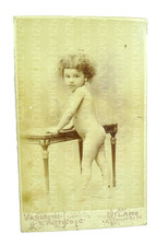 FOTO ANTICA ART NOUVEAU LIBERTY MILANO BAMBINO NUDO ARTISTICO 1900