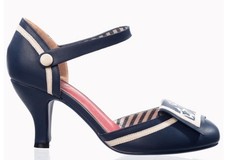 Scarpe con tacco alto nuove Banned vintage retrò ispirate agli anni 50 decolte con cinturino UK 4/37