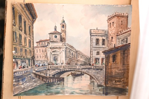 Acquerello antico firmato - , a