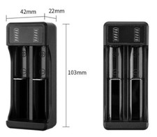 Carica Batterie Professionale Litio 3,7V 2 Slot Presa USB Tipo C Indicatore Led