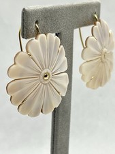 Orecchini Fiore in Oro 14kt con Cammei in Conchiglia Sardonica 35mm Handmade