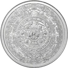Lingotto argento puro .999 - Messico calendario azteco Maya - moneta rotonda da 1/4 oz