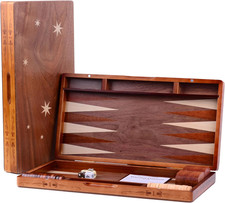 Set Di Backgammon Intarsiato in Legno, Classico Gioco Da Tavolo Strategico Da 39