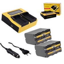 2x Batteria Patona + caricabatteria rapido DUAL LCD per Sony DSR-PD170