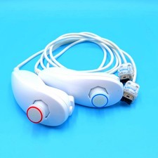 2 Controller Nunchuck Nintendo Wii Bianco Ufficiale TESTATO FUNZIONANTE