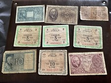 9 banconote vintage Italia Lire