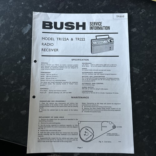 Bush radio service information - bush,