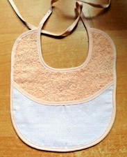 BAVAGLINO BAVETTA NEONATO * DA RICAMARE *SPUGNA SALMONE ° INSERTO in TELA AIDA