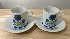 VINTAGE Giappone Tazze Espresso Piattini TULIPANI Set di 2 Demitasse Set FIORI PRIMAVERA