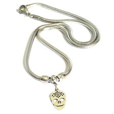 Collana snake con ciondolo teschio in acciaio inox 50 cm da uomo donna catenina