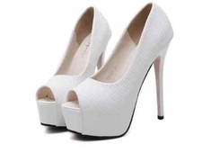 Decolte scarpe donna bianco sposa plateu 14 cm platform pelle sintetica 92830