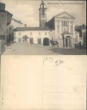 AGLIANO D'ASTI PIAZZA MAGGIORE ANIMATA CON CARRETTO E CAVALLO-PRIMI 900-N.49056