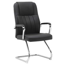 Poltrona per Sala d'Attesa e Ufficio Xeno 2 Seduta in Ecopelle e Acciaio Nero