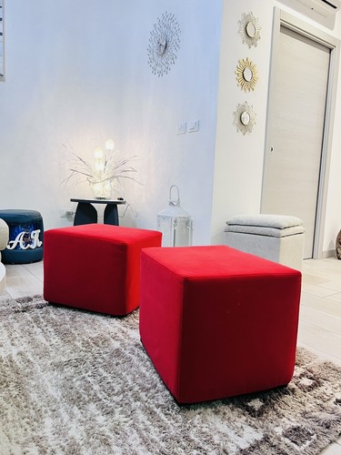 Puff velluto rosso 48x38cm - velluto,