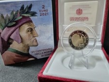 2 EURO COMMEMORATIVO VATICANO 2021 DANTE PROOF PP BE € FS VATIKAN FONDO SPECCHIO