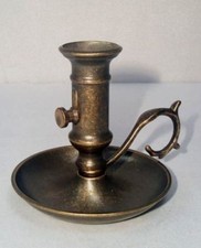 Bugia Portacandela in Ottone brunito con  sali-scendi per candela