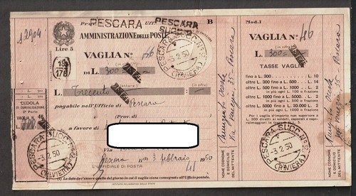 12904 vaglia storia postale - vaglia,