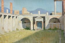 Antiche rovine del Foro di Pompei, studio impressionista ad olio, 1900 circa