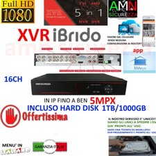 DVR NVR IBRIDO NVR AHD TVI CVI 16 CH CANALI FULL HD IP CLOUD 3G WIFI 5mpx HD 1TB