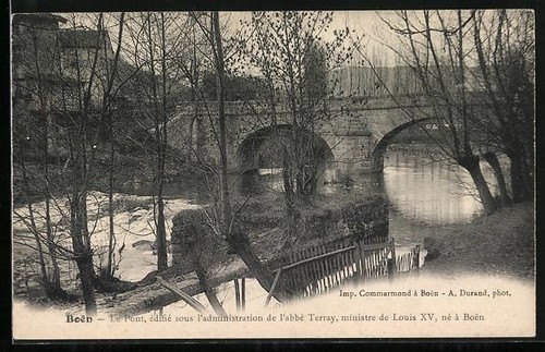 Cpa boën pont bâti sous - boën,,