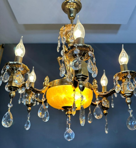 Lampadario vintage ottone