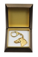 Saluki, Persiano Levriero - Dorato Portachiavi Con Cane IN Regalo