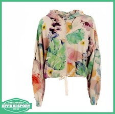 Felpa donna Deha corta con cappuccio maglia stampata con zip tempo libero casual