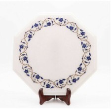 12 " Marmo Lato Angolo Table Top Pietre Semi Preziose Floreale Lavoro Handmade