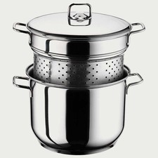 PASTAIOLA IN ACCIAIO INOX CON CESTELLO 22CM GAS FONDO INDUZIONE