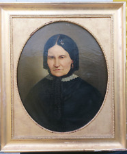 Dipinto Antico Ritratto Dama Arcigna cornice oro foglia epoca 800