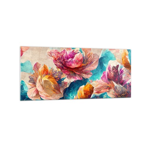 Quadro vetro 120x50cm fiori - quadro,