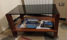 TAVOLINO salotto in legno noce massello con rotelle (80 x 50 x 50)