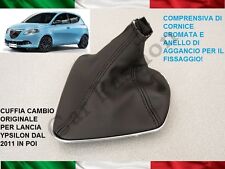 CUFFIA CAMBIO LANCIA YPSILON 2011> ORIGINALE PELLE CON AGGANCI E CORNICE CROMO