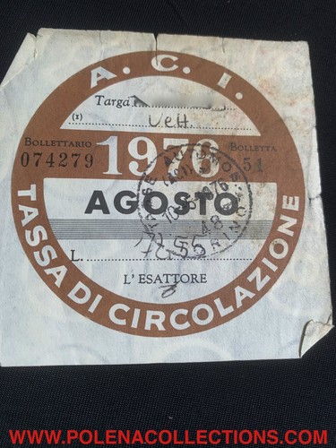 Bollo auto epoca - epoca, originale