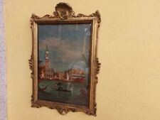 QUADRO DIPINTO AD OLIO VENEZIA PITTORE ZANETTI CORNICE BAROCCHETTO LEGNO DORATO