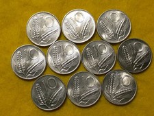 ITALIA LOTTO 10 ESEMPLARI 10 LIRE SPIGA 1956 FDC NC DA ROTOLINO