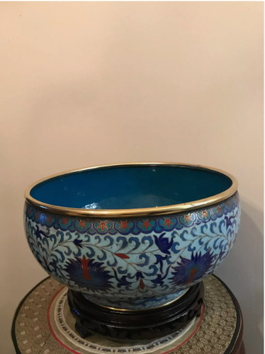 Cloisonne vase coupe cache pot - cache,