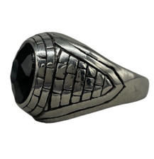 ANELLO UOMO PIETRA NERA OVALE