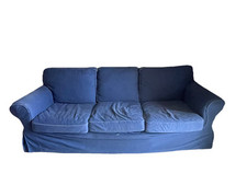 divano usato Blu In Tessuto Tre Posti In Buone Condizioni