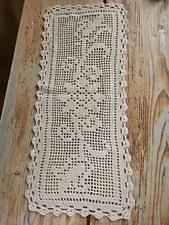 Centro Runner Uncinetto Filet Cotone Beige 51x22 cm.