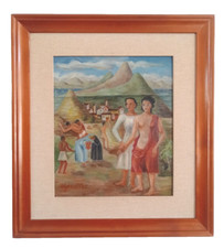 Algarotti,1945, olio su tavola , come Carrà,Campigli