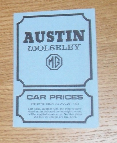 Listino prezzi austin wolseley - austin,
