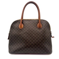 Borsa a mano CELINE vintage Macadam PVC pelle marrone autentica