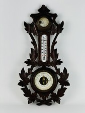 Antico Termometro Da Parete Stazione Meteo Con Cornice Legno Inizio XX Sec.